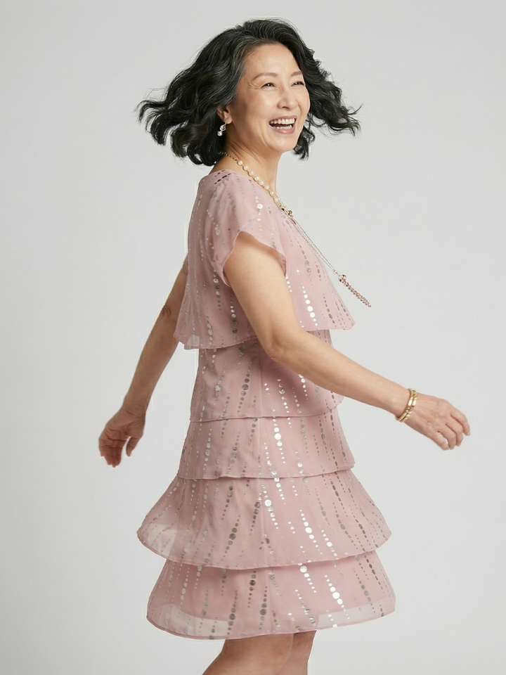 Makena | Poised Dot Line Knee Length Dress