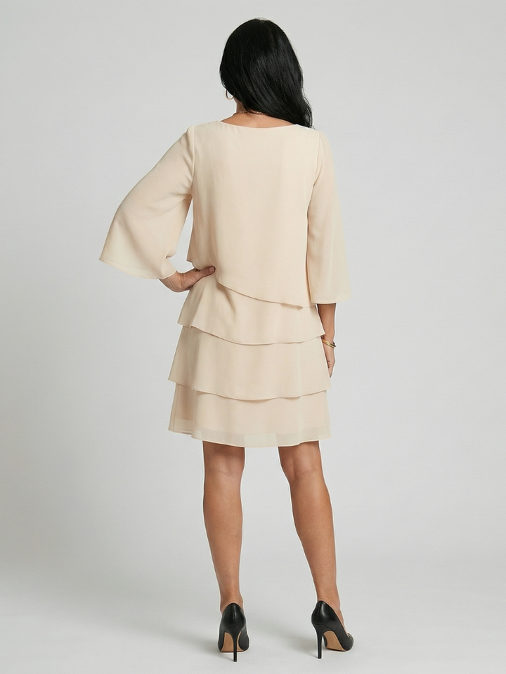 Della | Layered Flare Sleeve Knee Length Dress