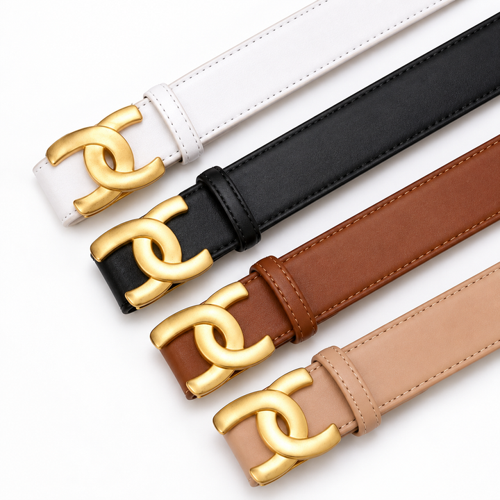 Smooth Buckle Belt with Gold-Tone Hardware