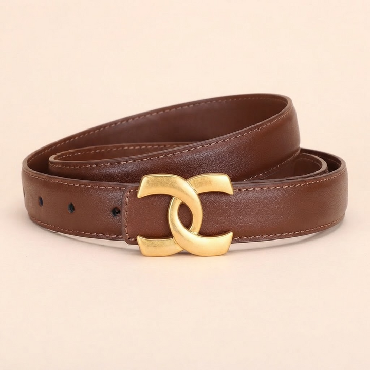 Smooth Buckle Belt with Gold-Tone Hardware