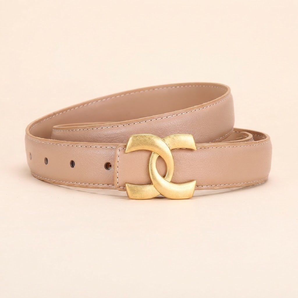 Smooth Buckle Belt with Gold-Tone Hardware