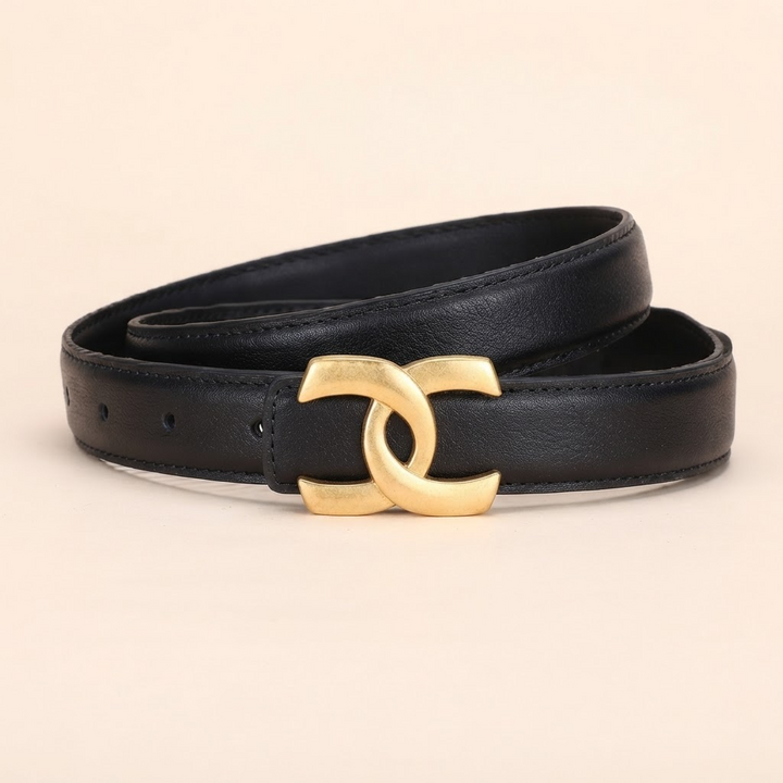 Smooth Buckle Belt with Gold-Tone Hardware