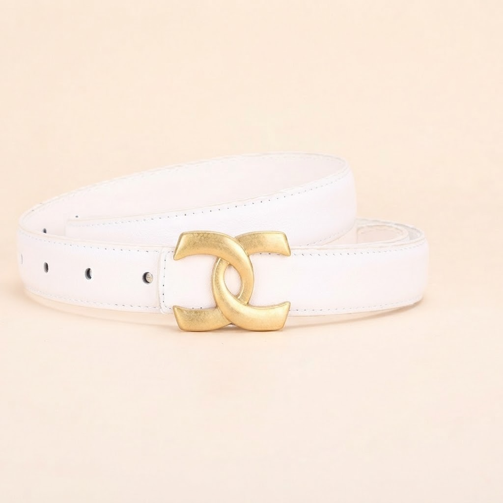 Smooth Buckle Belt with Gold-Tone Hardware