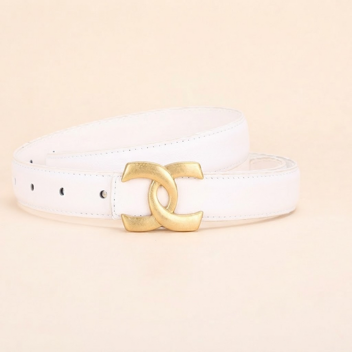 Smooth Buckle Belt with Gold-Tone Hardware