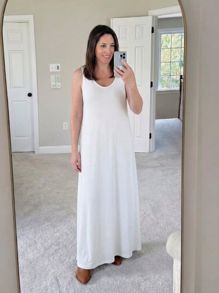 Soleira | Sleeveless V Neck Side Slit Midi Dress
