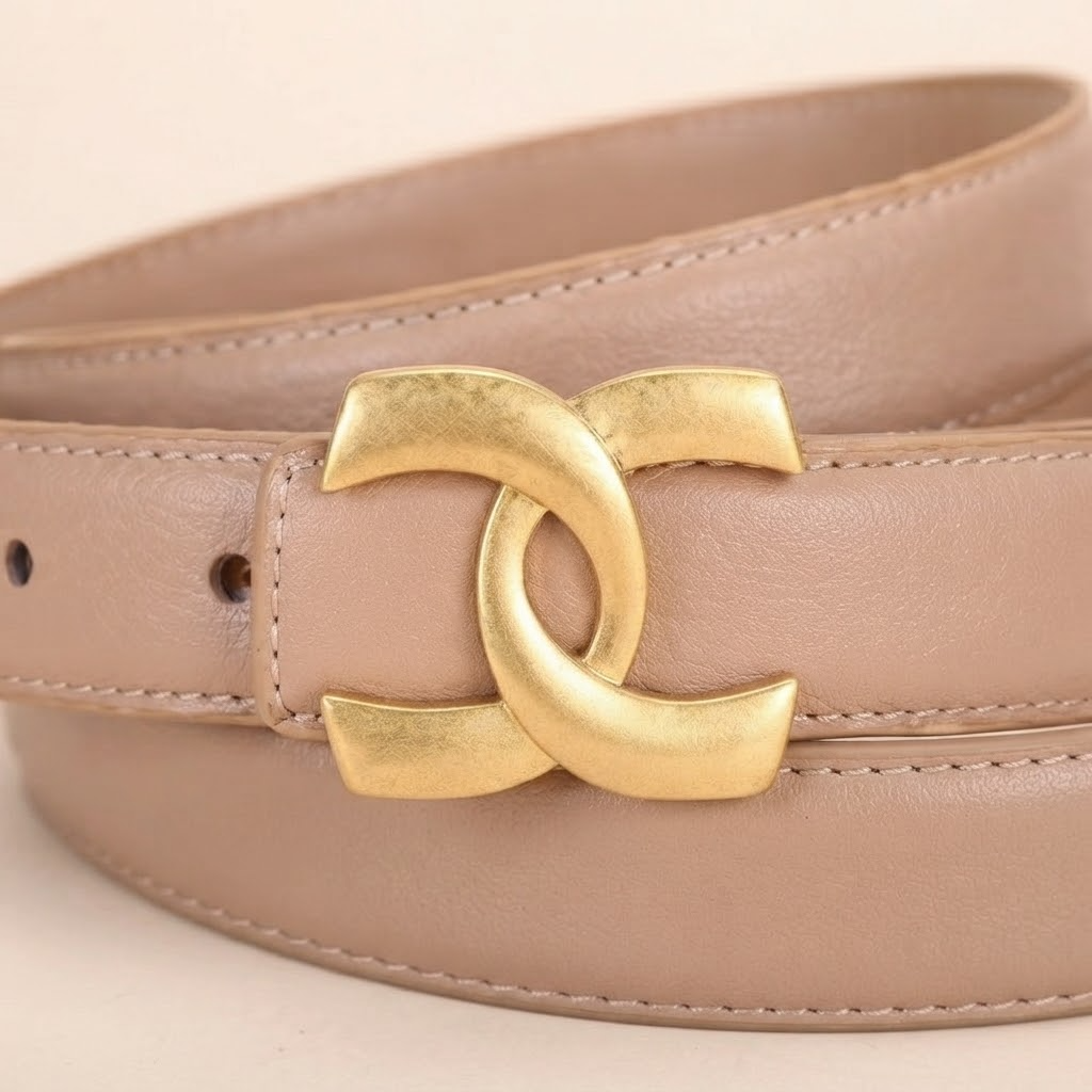 Smooth Buckle Belt with Gold-Tone Hardware