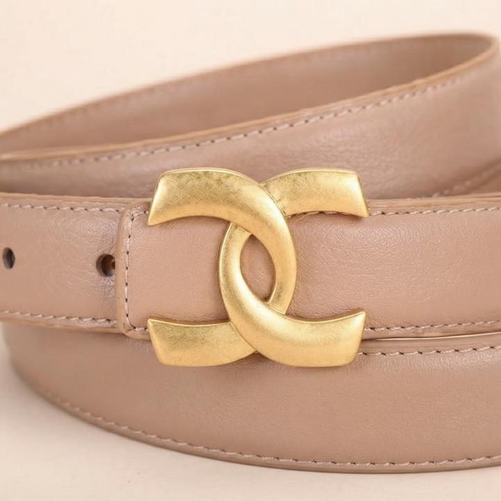 Smooth Buckle Belt with Gold-Tone Hardware