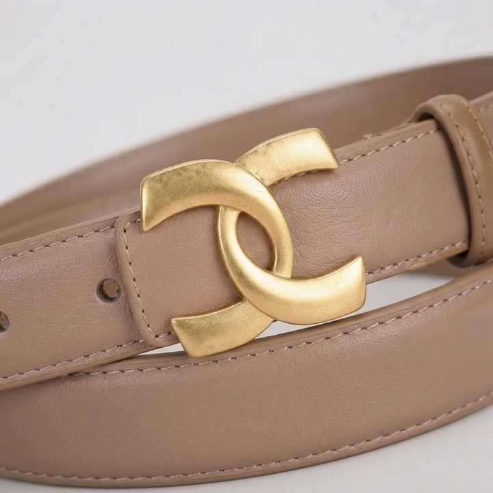 Smooth Buckle Belt with Gold-Tone Hardware