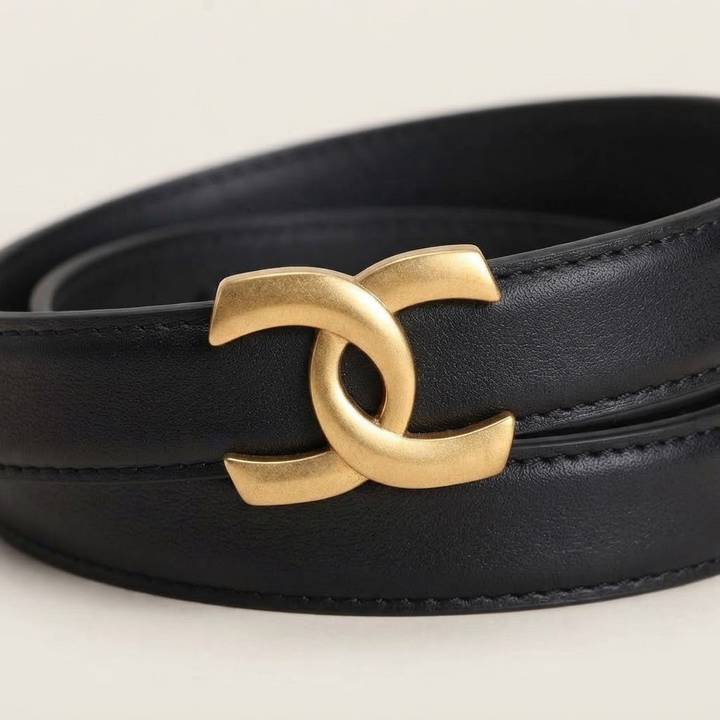 Smooth Buckle Belt with Gold-Tone Hardware